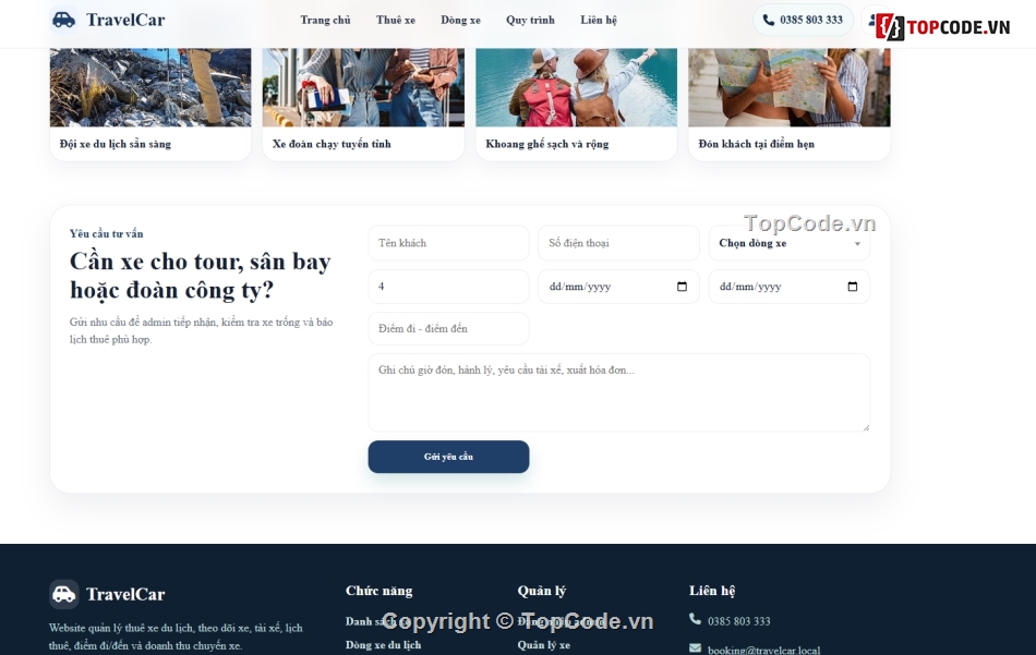 web quản lý,quản lý du lịch,website quản lý xe